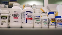 Bottles of antibiotics line a shelf in 2007 at a Publix Supermarket pharmacy in Miami.