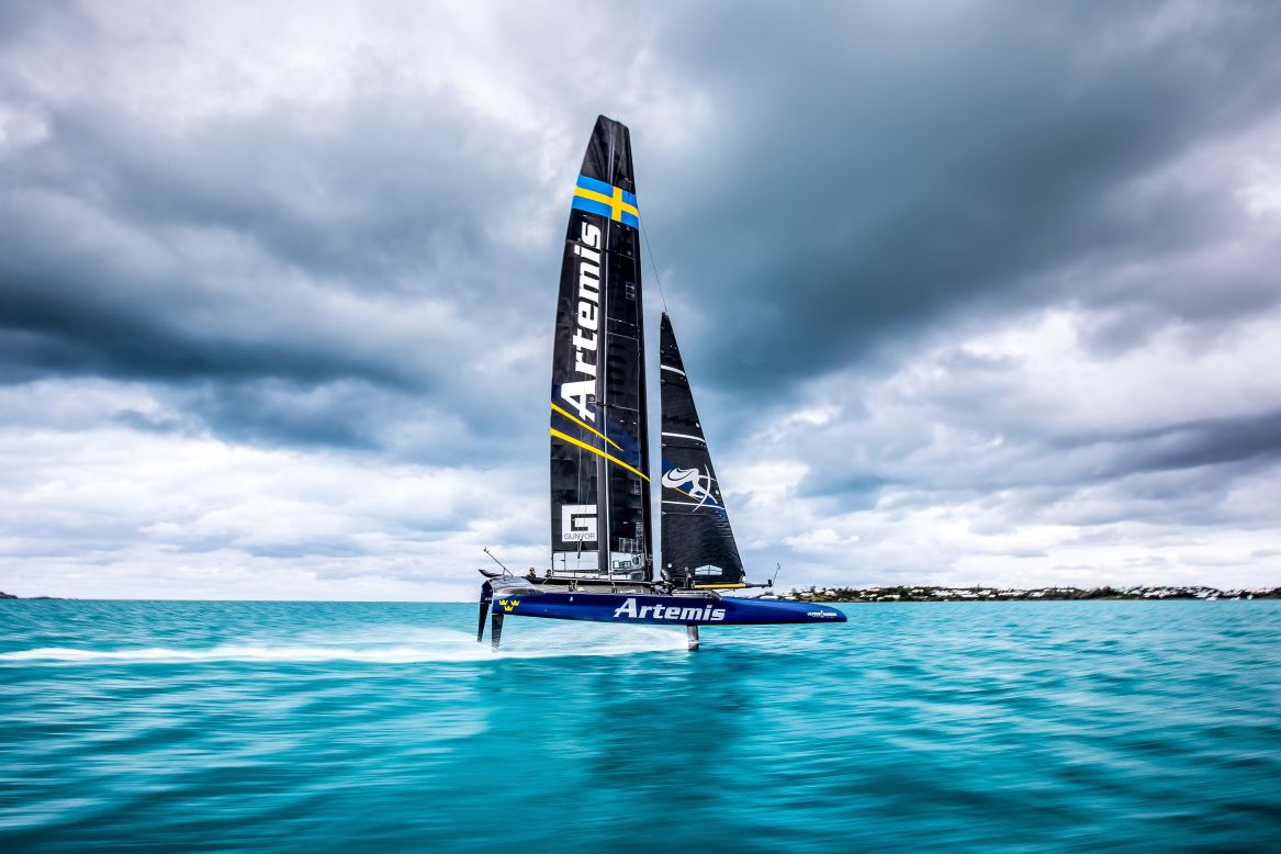 <strong>Artemis Racing: </strong>"Taken on the Great Sound in Bermuda, March 2017. This image was taken with a very slow shutter speed of 1/25th of second to get the movement in the water. I like it because the lines of the clouds work nicely with the boat in the middle. They drag you into the middle of the frame. Normally the subject in the middle of the photo doesn't work but here with these clouds it does" -- Sander Van der Borch. 