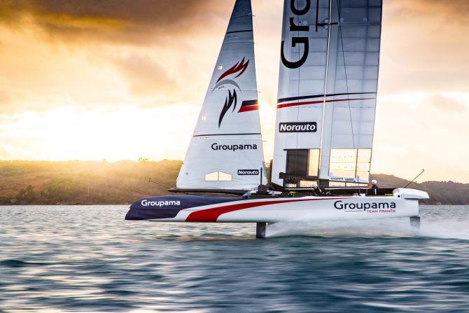 <strong>Groupama Team France: </strong>"West Brittany, France -- taken from the coach chase-boat. The sun finally showed up after a cold training day with the AC45 Turbo, showing the amazing light of this part of France during the winter"<strong> -- </strong>Eloi Stichelbaut.