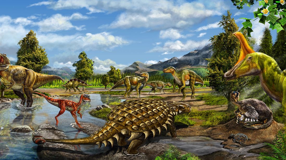 He uses information provided by scientists to imagine and draw the prehistoric creatures. 