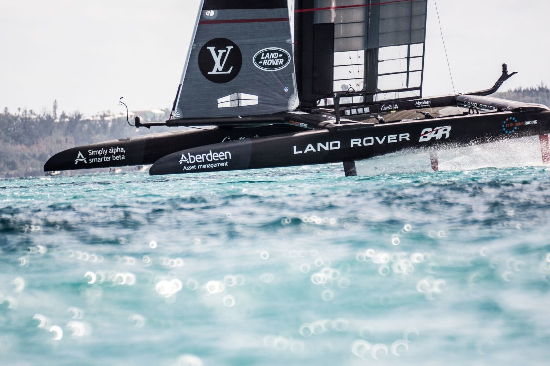 Land Rover BAR skippered by Ben Ainslie competes on the second day of the America's Cup on May 28, 2017 on Bermuda's Great Sound.