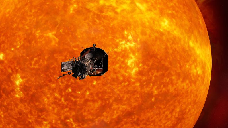 This is an artist's concept of the Solar Probe Plus spacecraft approaching the sun. In order to unlock the mysteries of the corona, but also to protect a society that is increasingly dependent on technology from the threats of space weather, NASA sent a <a href="index.php?page=&url=https%3A%2F%2Fedition.cnn.com%2F2019%2F12%2F04%2Fworld%2Fparker-solar-probe-sun-study-scn%2Findex.html" target="_blank">solar probe</a> in 2018 to touch the sun.