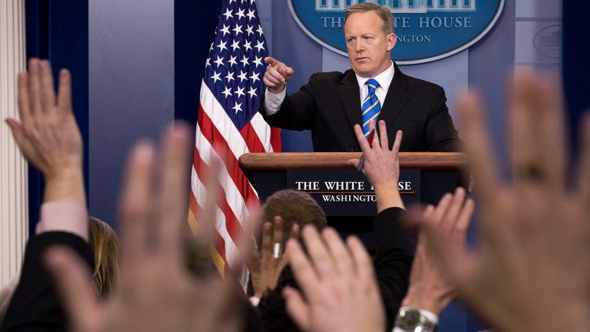 WASHINGTON, DC - JANUARY 24: White House Press Secretary Sean Spicer takes questions during the daily press briefing in the James Brady Press Briefing Room at the White House, January 24, 2017 in Washington, DC. Spicer did not offer evidence to support President Trump's claim that millions of people voted illegally. (Photo by Drew Angerer/Getty Images)