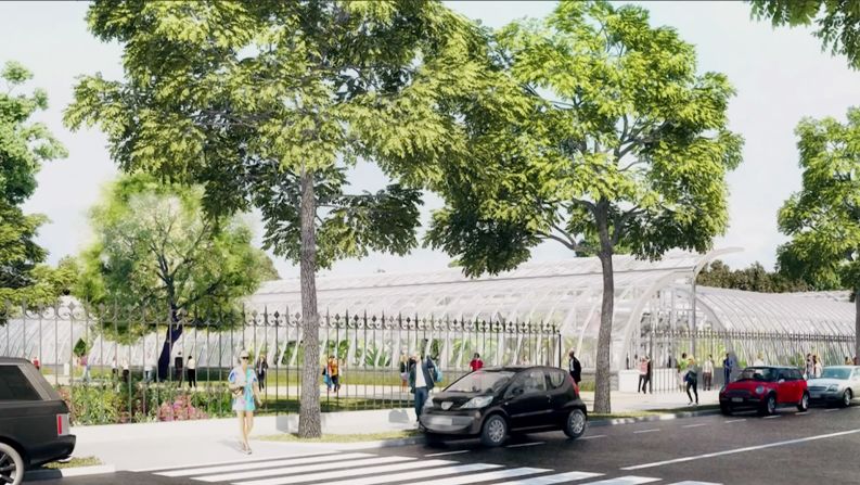The 5,000 seater semi-sunken court will replace the existing court one and be positioned in the neighboring Jardin des Serres d'Auteuil botanical garden.