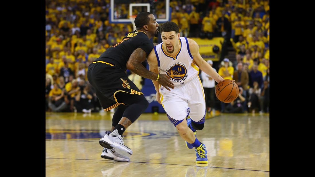 <strong>Klay Thompson, Golden State, guard</strong><br />Golden State's Thompson is a much different player than Cleveland's Thompson. While Tristan does his work inside, Klay's doing his on the perimeter. Klay won this year's 3-point shootout during NBA All-Star Weekend, and in 2014 he and fellow "Splash Brother" Stephen Curry combined for a league record in 3-pointers made. Thompson is a three-time NBA All-Star, and he was one of four Warriors on this year's All-Star team.