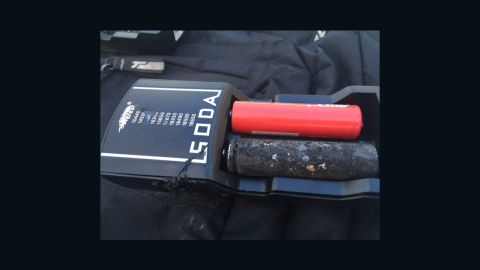 This lithium battery caught fire in a passenger's backpack aboard the JetBlue flight.