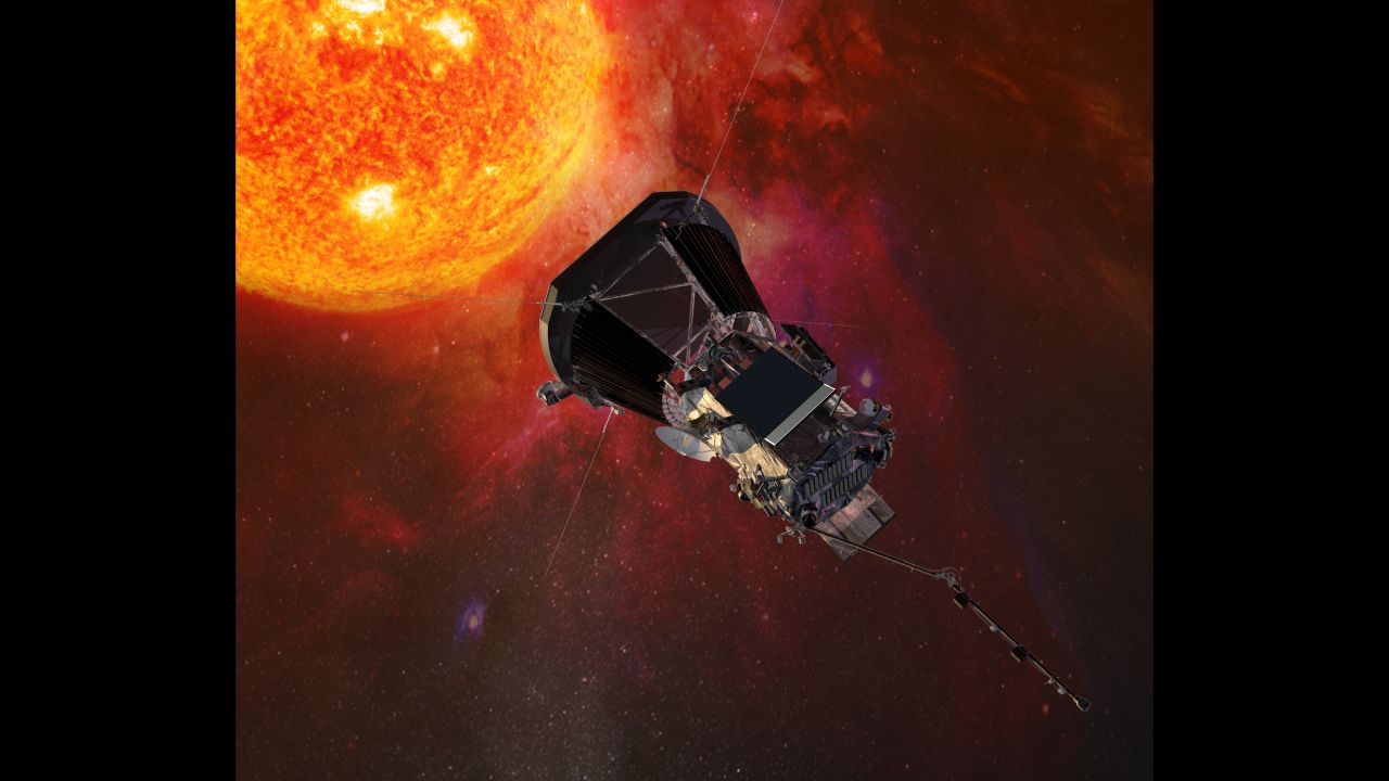 This is an illustration of the Parker Solar Probe spacecraft approaching the sun. The NASA probe <a href="http://www.cnn.com/2017/05/31/us/nasa-sun-mission/" target="_blank">will explore the sun's atmosphere</a> in a mission that begins in the summer of 2018.