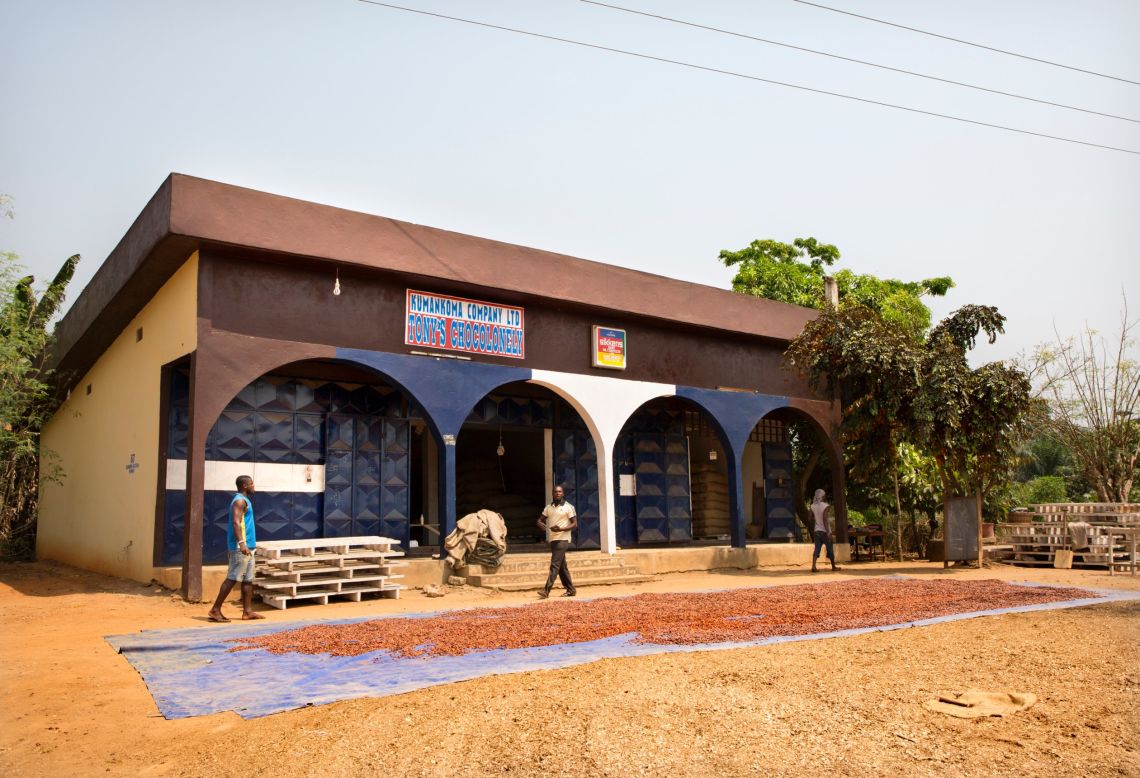 Tony's cocoa comes from Ghana and Ivory Coast, sourced from a number of cooperatives. Pictured, a Tony's Chocolonely warehouse in Ghana.
