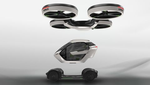Airbus's Pop.Up concept, announced in March 2017, is a flying car featuring modules that would transform the vehicle into a car, or an aircraft.