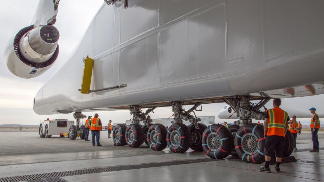 The jet's landing gear has 28 wheels.