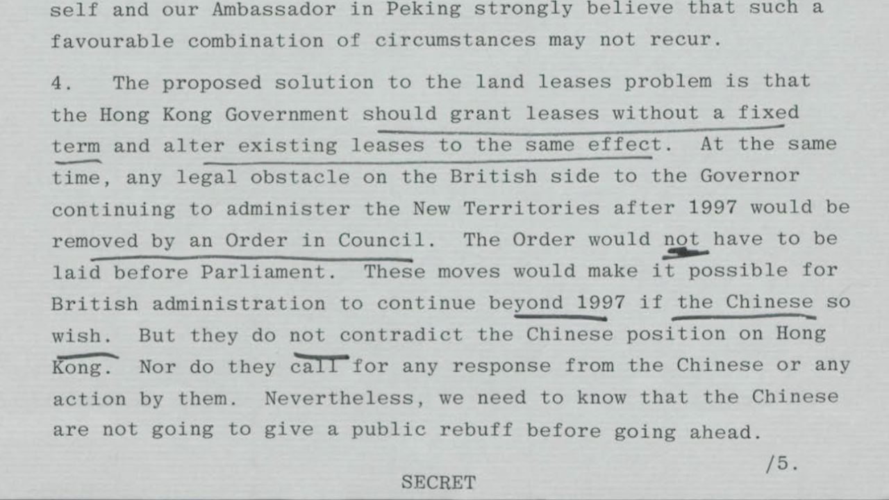 At the start of negotiations between the UK and China over Hong Kong, London hoped to be able to maintain British administration over the former colony. Original image altered for clarity. 