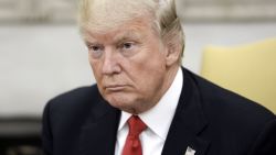 US President Donald Trump looks on during a meeting with Prime Minister Nguyen Xuan Phuc of Vietnam in the Oval Office of the White House, on May 31, in Washington, DC.