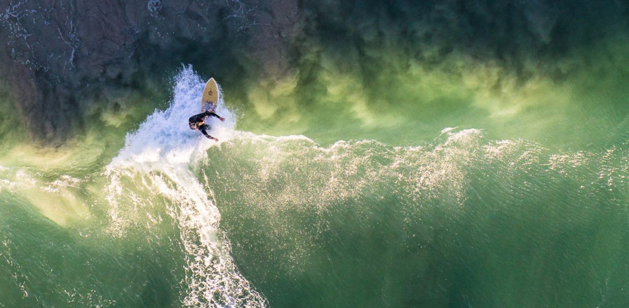 <strong>Secret Harbour, Western Australia: </strong>The late afternoon sun shines through a breaking wave at Secret Harbour, south of Perth. This photo by <a href="https://www.skypixel.com/user/skysnaps99" target="_blank" target="_blank">Al Edgar</a> claimed second prize in the competition. "This image was stunning, the colors, composition and timing were all spot on," said judges. "The image really conveys power of the ocean and waves."