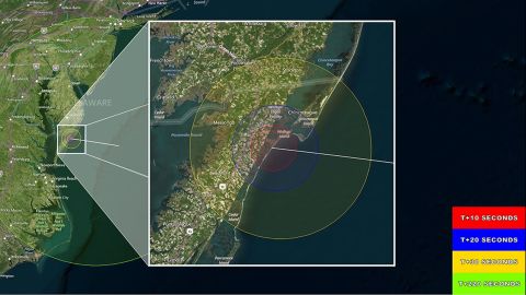 Vapor tracers could be visible from New York to North Carolina and west to Charlottesville, Virginia.