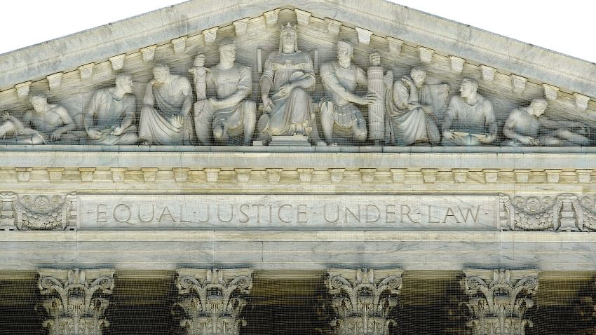 WASHINGTON - JUNE 29:  "Equal Justice Under Law" is carved into the facade of the United States Supreme Court building June 29, 2009 in Washington, DC.