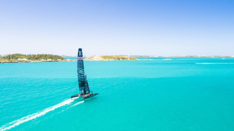 <strong>Land Rover BAR: "</strong>We have been using drones for performance analysis, which has really opened up the opportunity to get different perspectives of these boats. It's a little tricky keeping up with a foiling boat and operating from the water, but the shots from above are stunning. Bermuda is a beautiful island and the crystal blue water always looks so idyllic from the air" -- Harry Kenney-Herbert.