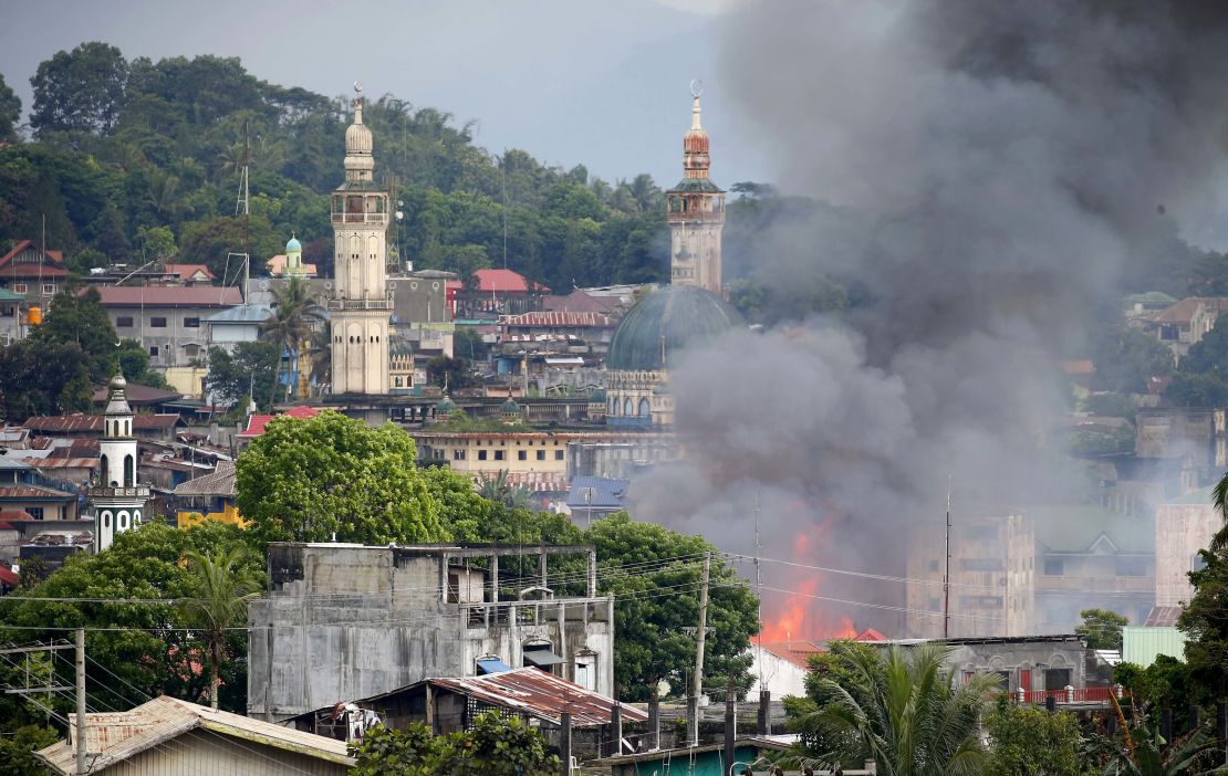Government forces are conducting regular air strikes on ISIS positions in Marawi.