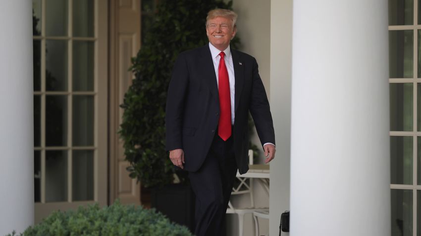 WASHINGTON, DC - JUNE 01: U.S. President Donald Trump arrives to announce his decision regarding the United States' participation in the Paris climate agreement in the Rose Garden at the White House June 1, 2017 in Washington, DC.