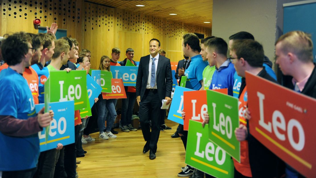 Varadkar smiles at supporters during the launch of his leadership campaign, "Campaign for Leo," in May.  