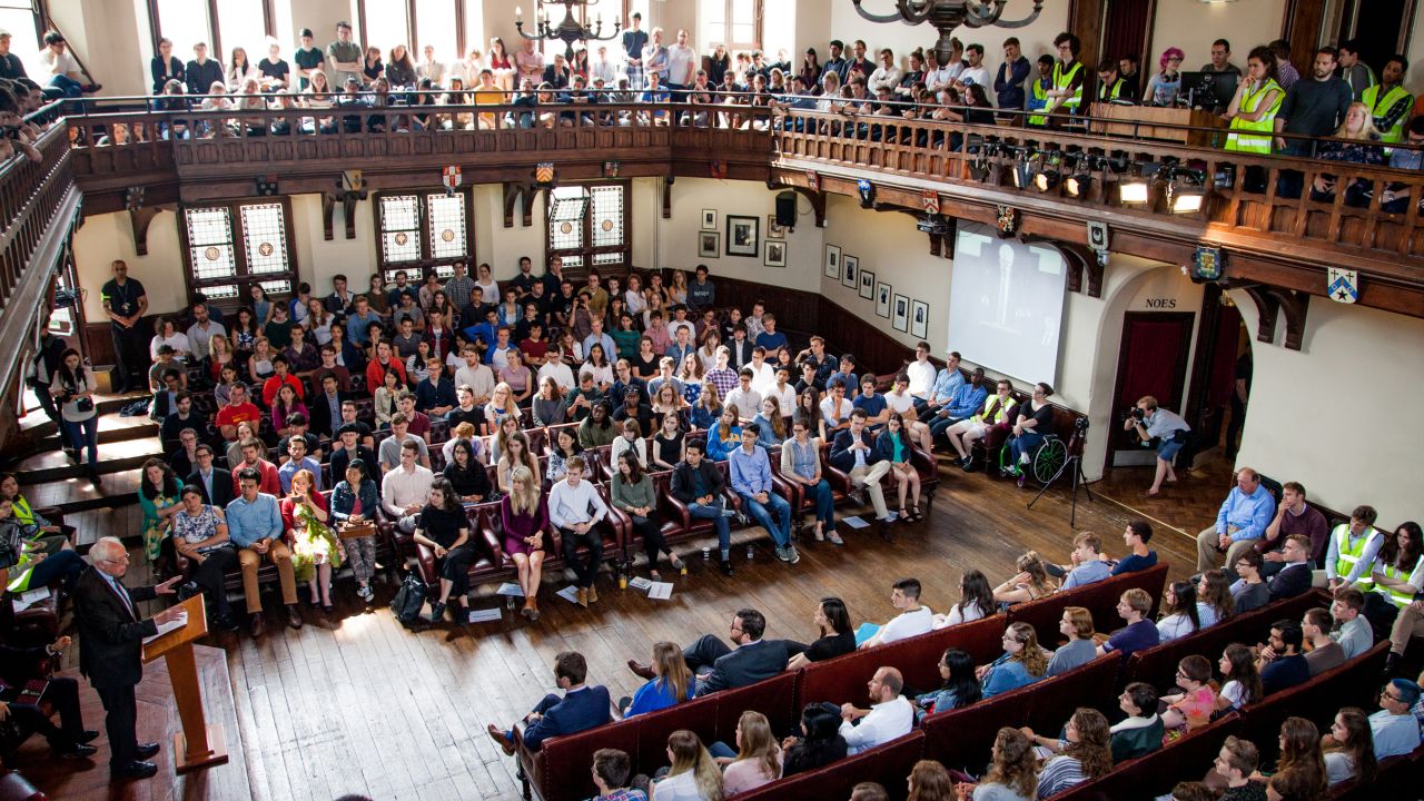 Bernie Sanders spoke to students in Cambridge Friday.