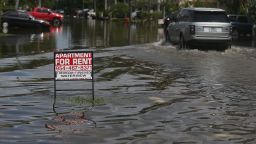 FORT LAUDERDALE, FL - SEPTEMBER 30:  An apartment for rent sign is seen in a flooded street caused by the combination of the lunar orbit which caused seasonal high tides and what many believe is the rising sea levels due to climate change on September 30, 2015 in Fort Lauderdale, Florida.  South Florida is projected to continue to feel the effects of climate change and many of the cities have begun programs such as installing pumps or building up sea walls to try and combat the rising oceans.  (Photo by Joe Raedle/Getty Images)