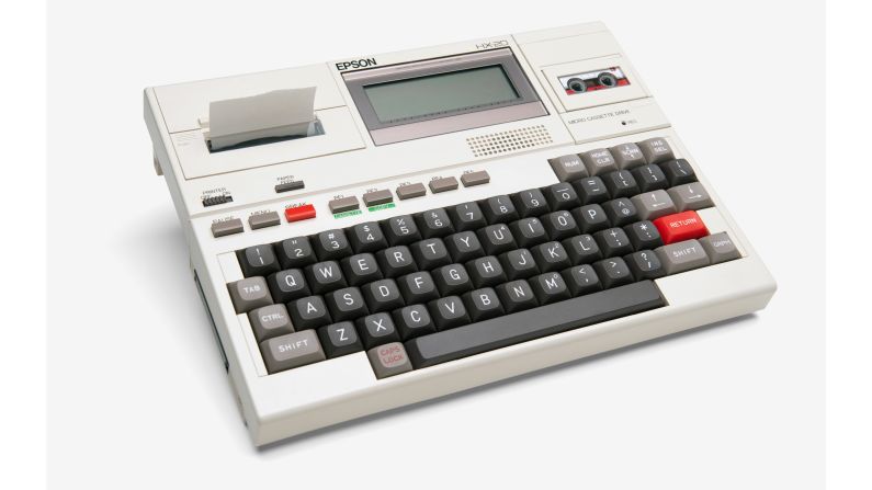 The Epson HX-20 laptop was the world's first hand-held computer. Launched in 1982, it features a full size keyboard, LCD screen, printer and built-in rechargeable batteries. 