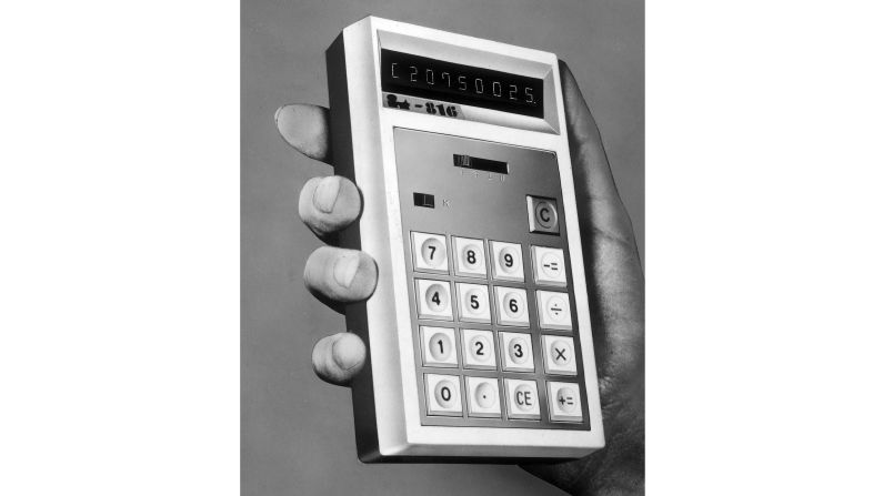 The rather chunky Canon "Pocketronic" was the first hand-held, battery-powered printing electronic calculator. Introduced in 1970 it could easily be transported, as opposed to the desktop calculators previously used.  