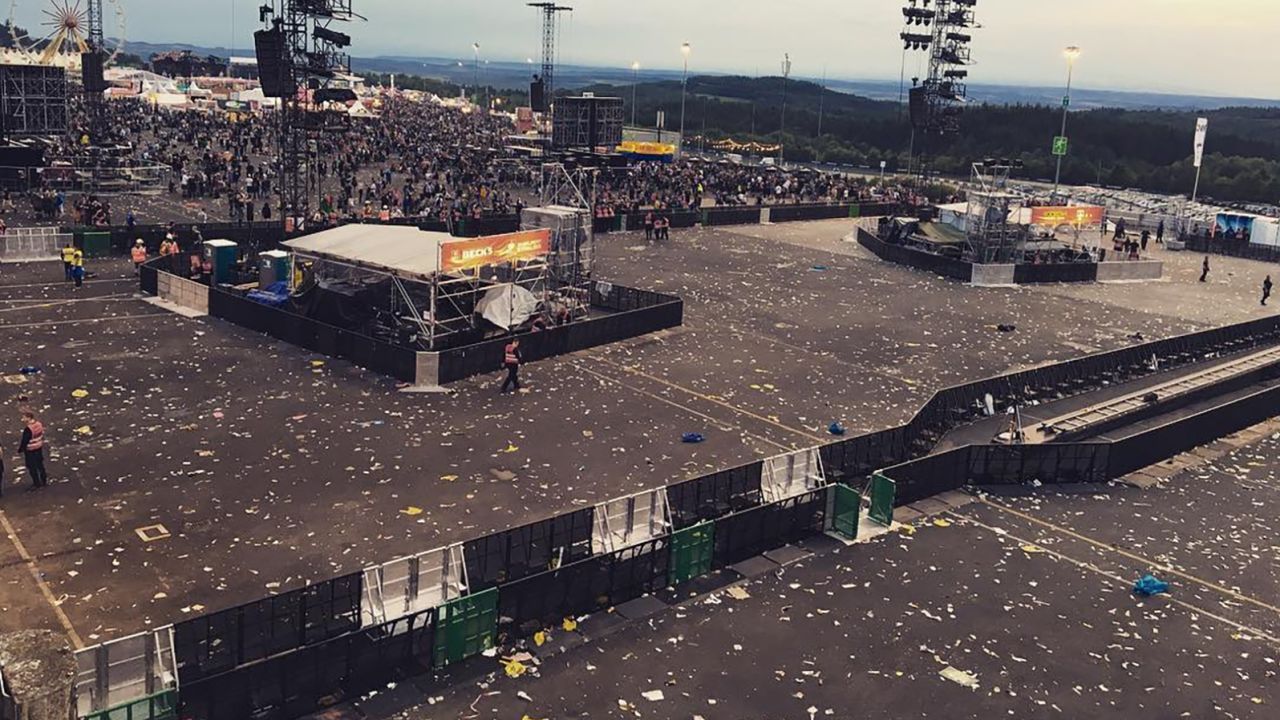 Nathalie Muckhoff posted an eerily empty photo of the venue after the Rock am Ring festival was evacuated because of a terror threat on Friday night in Nuerburg, Germany.