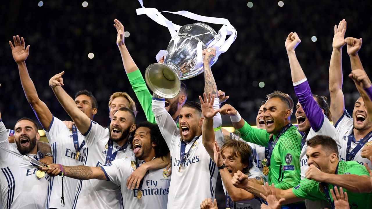 Sergio Ramos has now lifted the Champions League trophy three times in four years