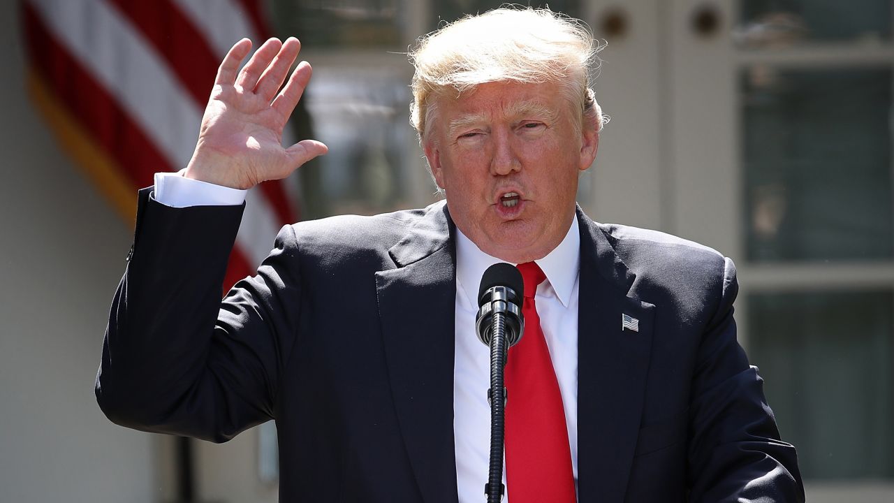 U.S. President Donald Trump announces his decision for the United States to pull out of the Paris climate agreement in the Rose Garden at the White House June 1, 2017 in Washington, DC.