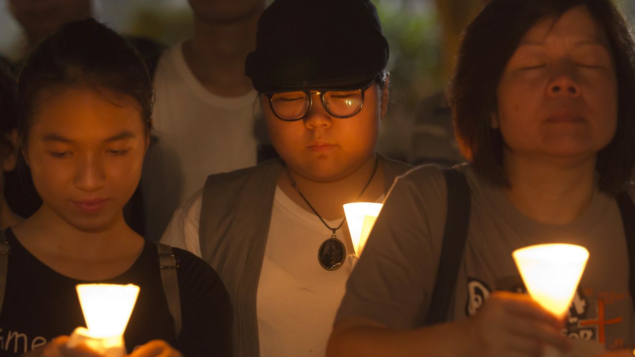 Hong Kongers commemorate victims of the Chinese government's brutal military crackdown nearly three decades ago on protesters in 1989 Beijing's Tiananmen Square.