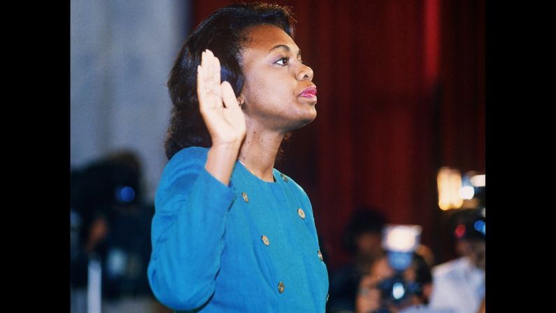 On October 12, 1991, law professor Anita Hill testified before the Senate Judiciary Committee that then-Supreme Court nominee <a href="index.php?page=&url=http%3A%2F%2Fwww.cnn.com%2F2013%2F03%2F07%2Fus%2Fclarence-thomas-fast-facts%2Findex.html">Clarence Thomas</a> had sexually harassed her when she worked for Thomas at two federal agencies. Millions of Americans tuned in to watch the hearings, which saw Thomas confirmed by a 52-48 vote.