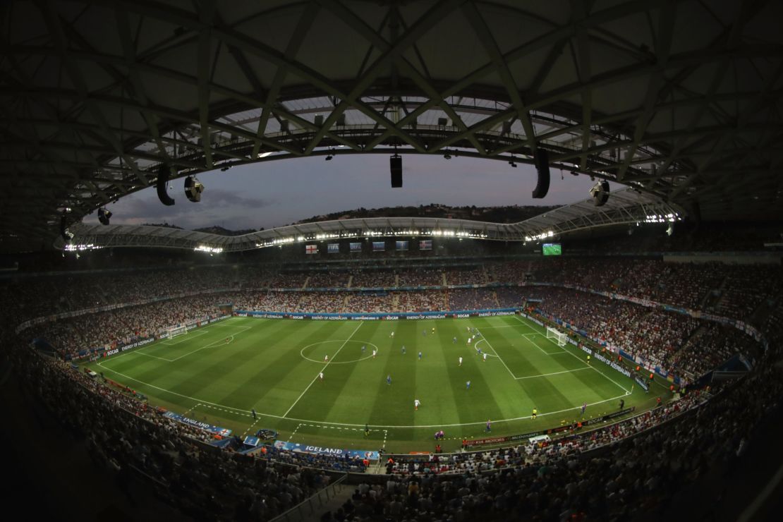 Nice's Allianz Riviera stadium, seen here in use at Euro 2016 for England vs. Iceland.