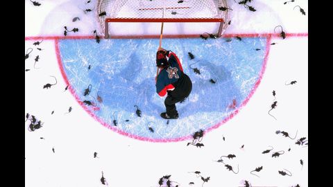 Hockey fans have some strange traditions (See: throwing octopi on the ice), but during the Florida Panthers' 1996 run to the Stanley Cup finals, a new one was born. After the Panthers' Scott Mellanby allegedly killed a rat with his stick and then scored twice with the same stick, Panthers fans began celebrating goals by hurling hundreds of plastic rats onto the ice.