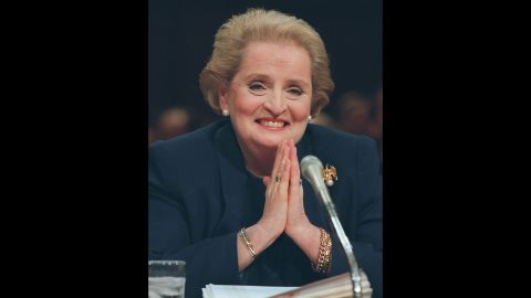 Madeleine Albright -- shown testifying on Capitol Hill on January 8, 1997, at a Senate hearing -- served as the US ambassador to the United Nations, before she was unanimously confirmed as the country's first female secretary of state.