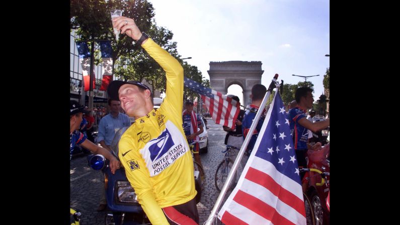 In 1999, <a href="index.php?page=&url=http%3A%2F%2Fwww.cnn.com%2F2013%2F01%2F17%2Fus%2Flance-armstrong-fast-facts%2Findex.html">Lance Armstrong</a> was the toast of the sports world. Just two and a half years after beating cancer, Armstrong is shown raising a cup of champagne as he celebrates the first of his seven consecutive Tour de France victories. But in a sport that has been marred by doping scandal after doping scandal, his greatness was too good to true. After doping allegations had swirled around him for years, Armstrong admitted to using performance-enhancing drugs during his cycling career in a 2013 interview with Oprah Winfrey.  
