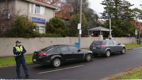 Police outside the scene of the incident early in the morning of June 6.
