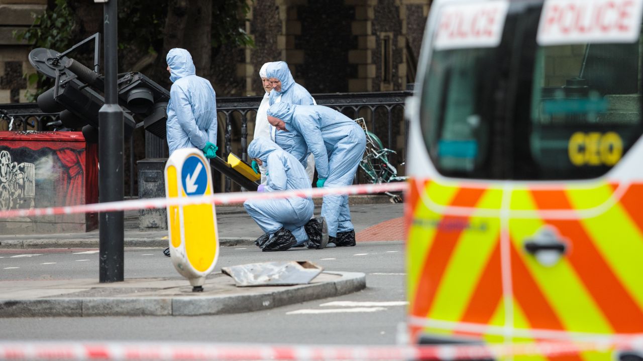 Forensics officers are on duty in the aftermath of the June 3 London attack.