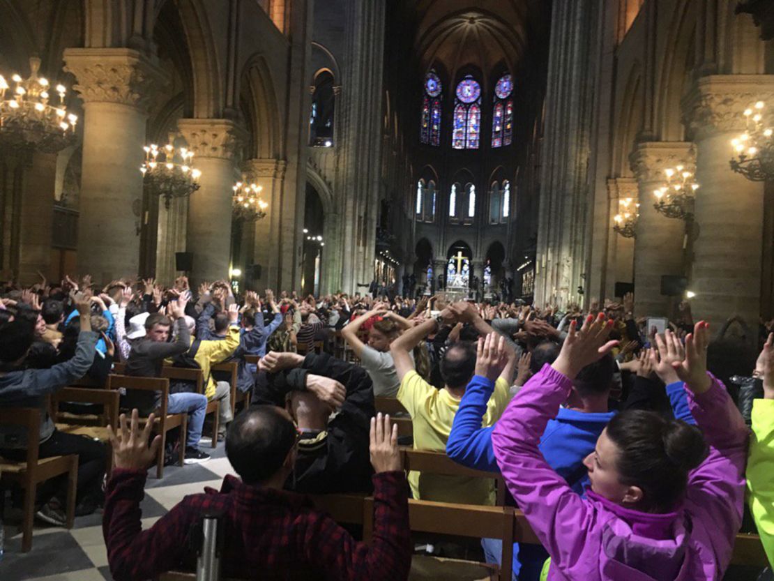 Police asked visitors to put their hands in the air during the June 6 incident at Notre-Dame Cathedral in Paris, social media users said.