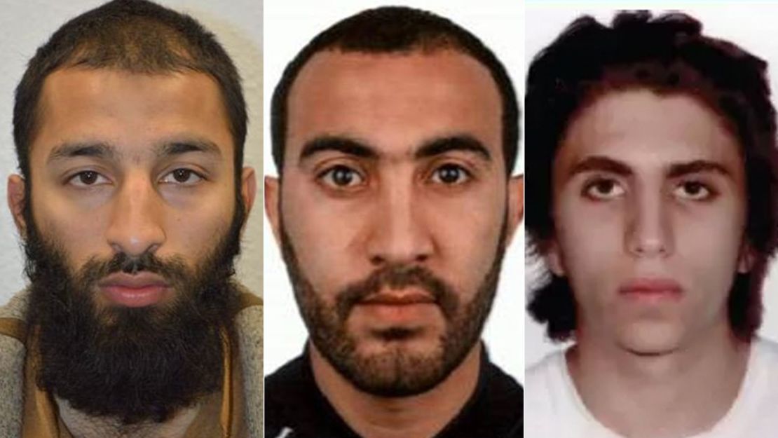 Left to right: London attackers Khuram Butt, Rachid Redouane and Youssef Zaghba