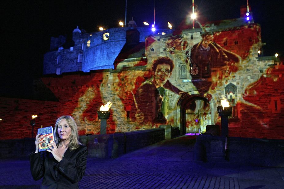 <strong>The Harry Potter guide to Edinburgh: </strong>Head to the Scottish capital to follow in the footsteps of Harry Potter author J.K. Rowling, pictured here at Edinburgh Castle on the publication of the penultimate Potter novel.