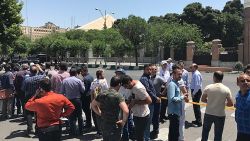Still images from outside the parliament building in Tehran, Iran.