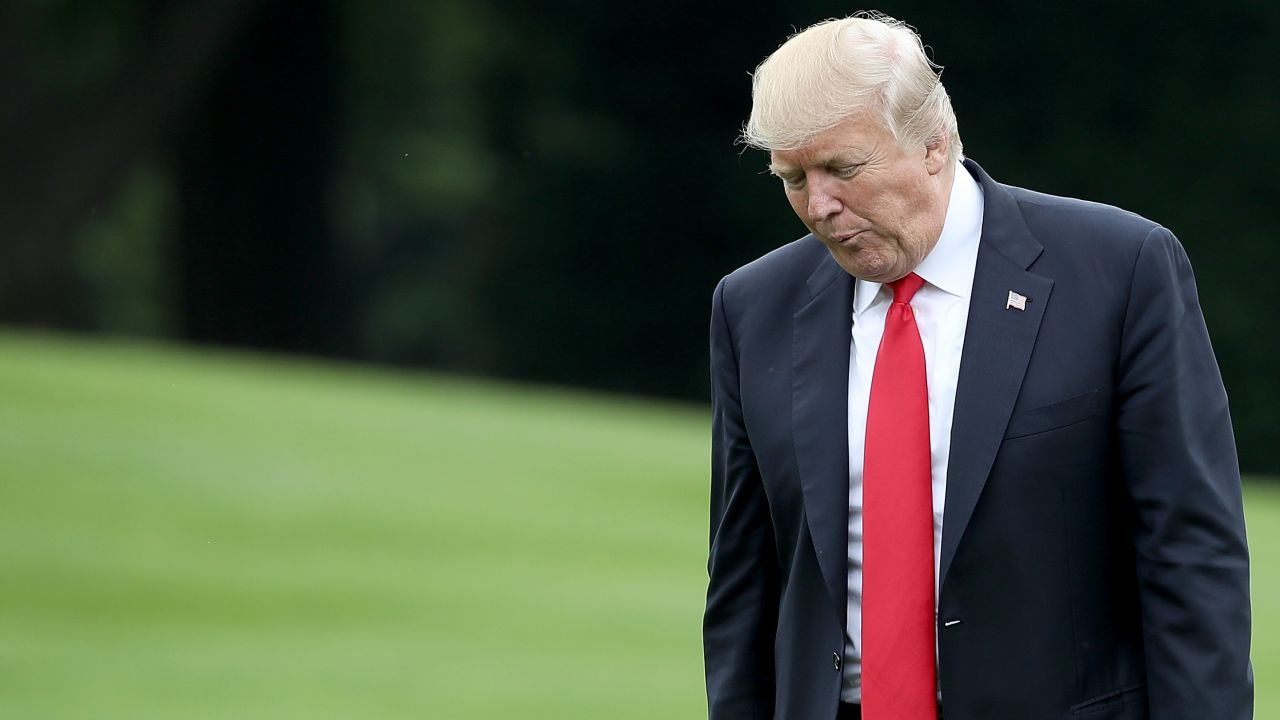 WASHINGTON, DC:  U.S. President Donald Trump returns to the White House June 7, 2017 in Washington, DC. Trump traveled to Cincinnati to address his administration's infrastructure plan. (Win McNamee/Getty Images)