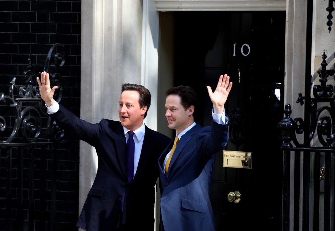The last time there was a coalition government in Britain was in 2010 when David Cameron's Conservative Party worked alongsie Nick Clegg's Liberal Democrats.