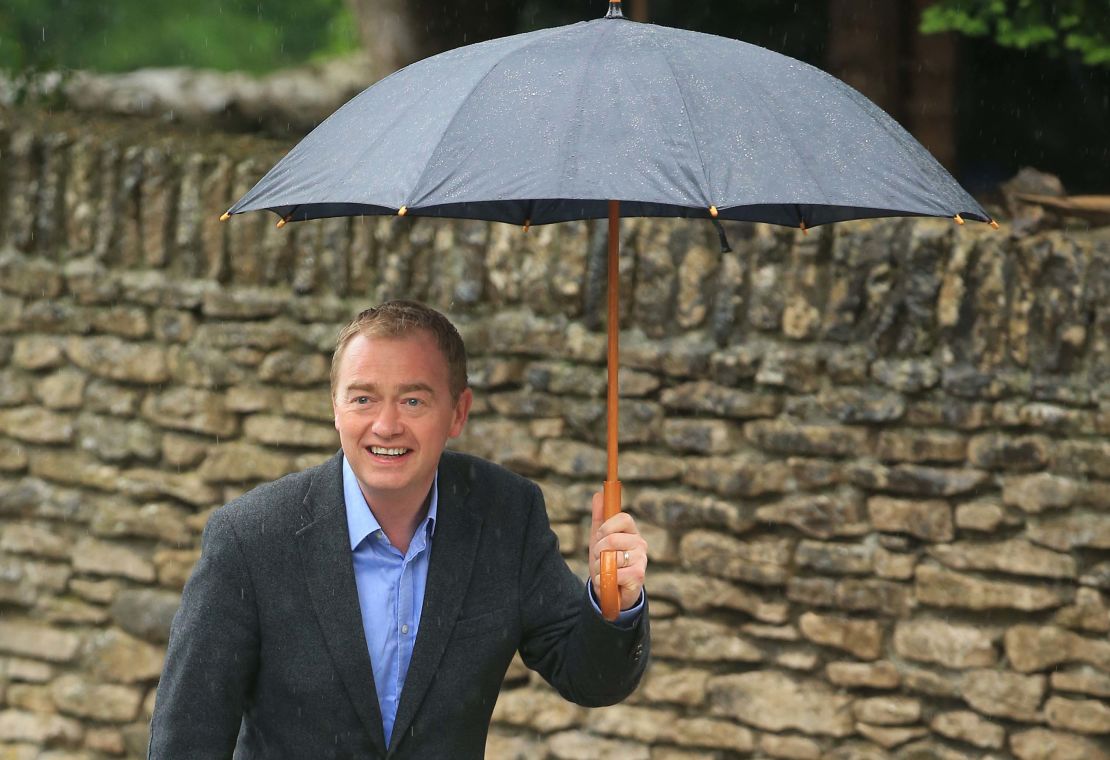 Liberal Democrats leader Tim Farron arrives to cast his vote at a polling station at Stonecross Manor Hotel in Kendal, Cumbria. 