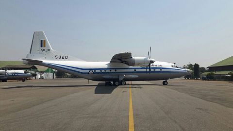 The Myanmar military Shaanxi Y8-200F four-turboprop plane that crashed in the Andaman Sea on June 7, 2017.