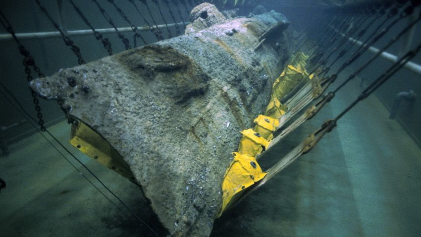 More clues of the H.L. Hunley mystery are being revealed during conservation of the American Civil War submarine. Researchers in a North Charleston, South Carolina, laboratory on Wednesday June 7, 2017 unveiled the crew compartment -- which had been sealed by more than 130 years of ocean exposure and encrusted sediment.