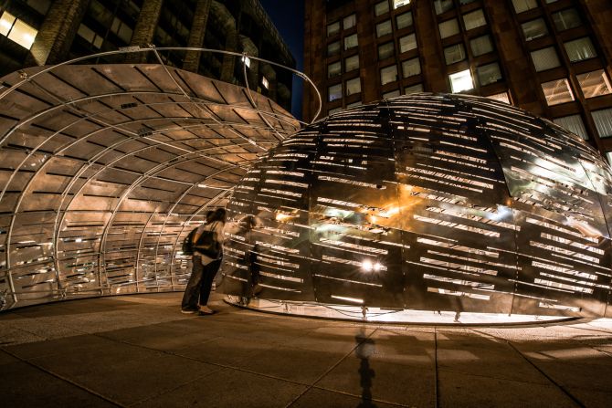 Designers Dan Goods and David Delgado came up with the idea for Orbit Pavilion while visiting NASA's Goldstone Deep Space Communications Complex, a California observatory that communicates with distant spacecraft.