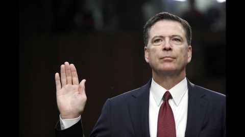 Former FBI Director James Comey is sworn in before <a href="http://www.cnn.com/2017/06/08/politics/james-comey-testimony-donald-trump/index.html" target="_blank">testifying to the Senate intelligence committee</a> on Thursday, June 8, one month after US President Donald Trump fired him. Comey discussed the FBI's Russia investigation, his private interactions with Trump as well as how he handled the Hillary Clinton email probe. <a href="http://www.cnn.com/interactive/2017/06/politics/comey-hearing-cnnphotos/index.html" target="_blank">All eyes on Comey</a>