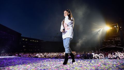 Ariana Grande wipes a tear as she performs during the <a href="http://www.cnn.com/2017/06/04/world/grande-benefit-concert/index.html" target="_blank">One Love Manchester Benefit Concert</a> in Manchester, England, on Sunday, June 4. The concert aimed to raise money for those affected by the <a href="http://www.cnn.com/2017/05/22/europe/manchester-arena-incident/" target="_blank">bombing that killed 22 people</a> and wounded more than 100 at Grande's May 22 show.